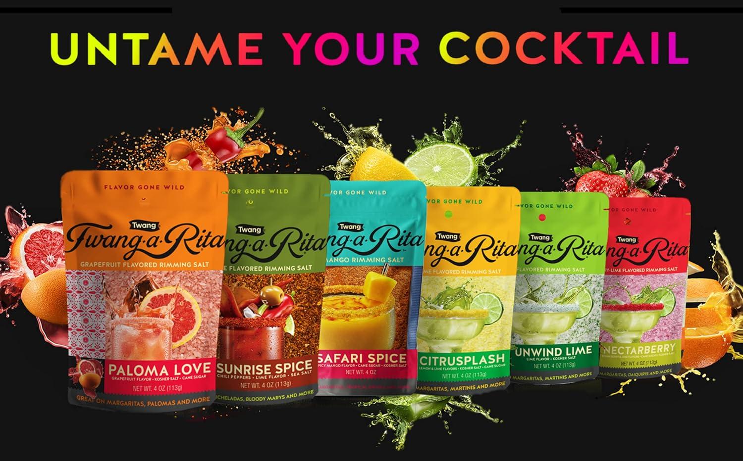 image:imageTwangARita Cocktail Rimming Salt Blend Savory Variety 4 Ounce Pouch Set of 3 1 Each Chile Lime Grapefruit Mango