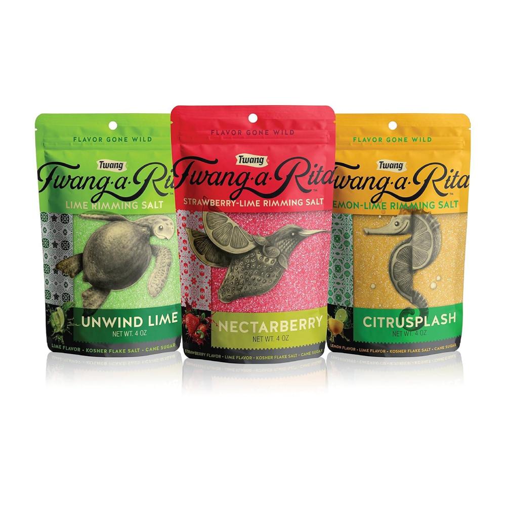image:imageTwangARita Cocktail Rimming Salt Blend Lime Variety 1 Each StrawberryLime LemonLime Lime 4 Ounce Pack of 3