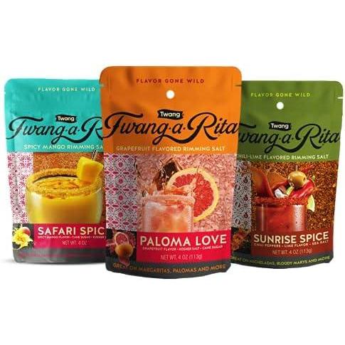 image:imageTwangARita Cocktail Rimming Salt Blend Savory Variety 4 Ounce Pouch Set of 3 1 Each Chile Lime Grapefruit Mango